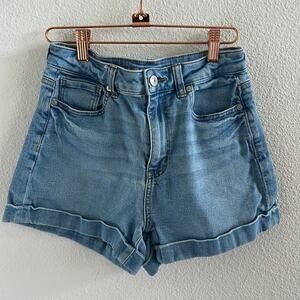 American Eagle Stretch Mom Shorts Cuffed Hem Shorts Denim Jean 0